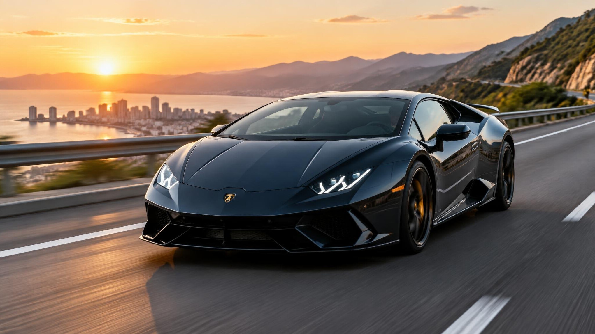 luxury sports car on highway