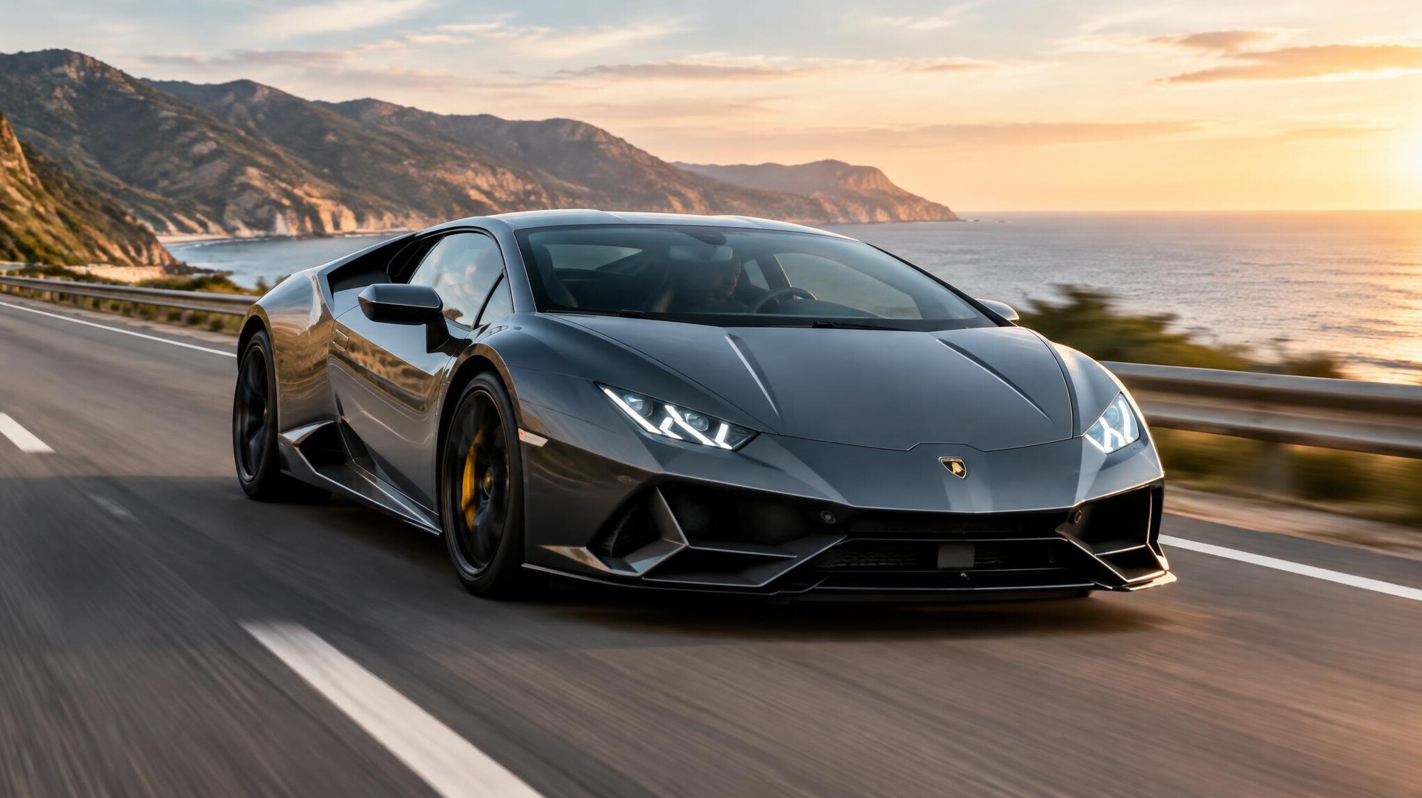 luxury sports car on highway