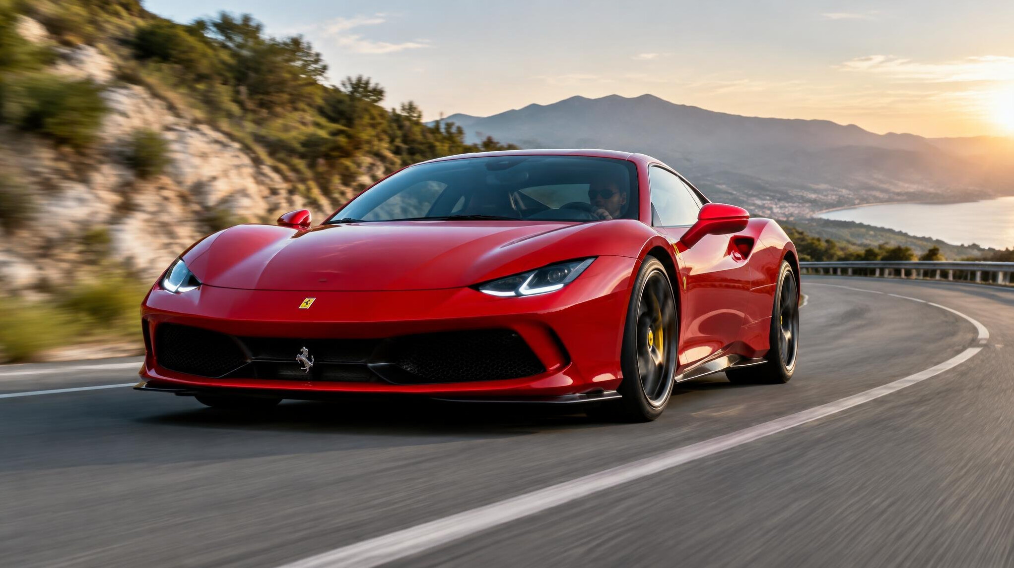red sports car on road